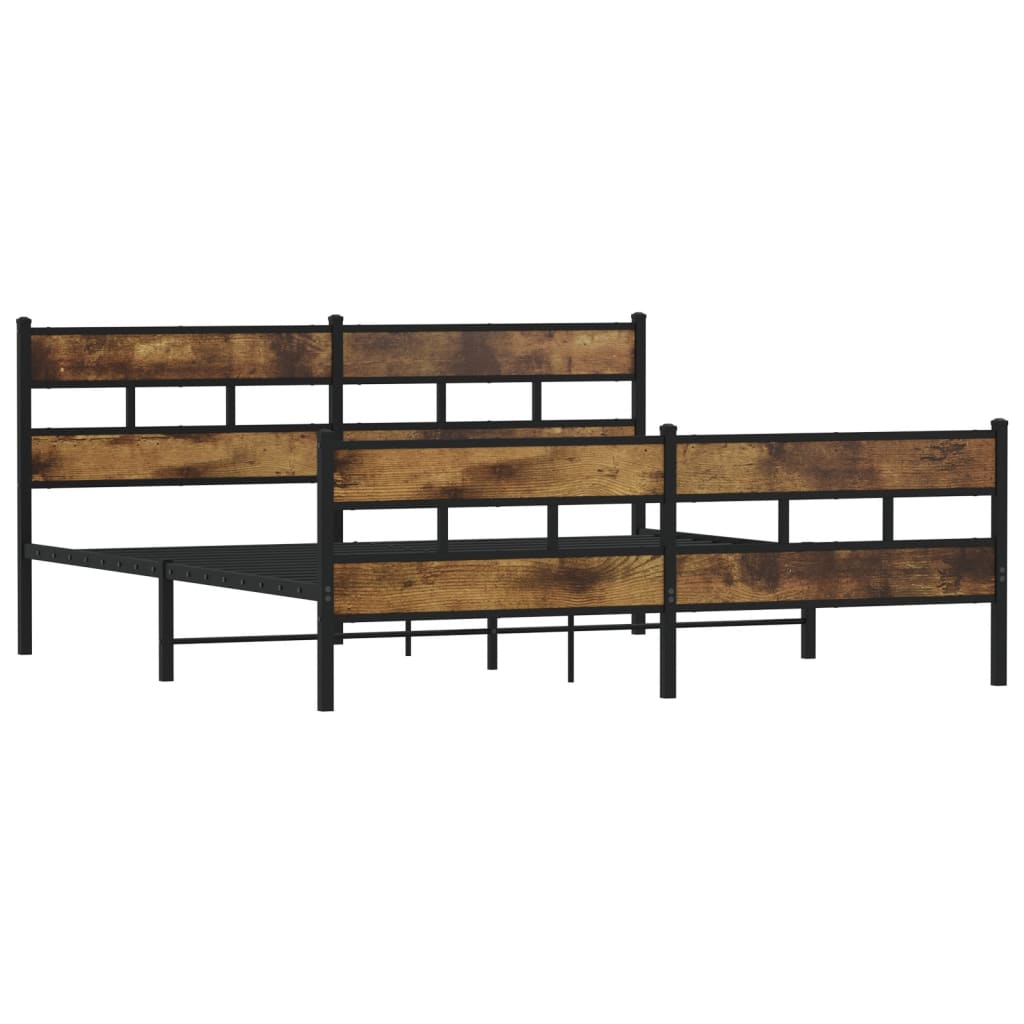 Cadre de lit en métal sans matelas chêne fumé 180x200 cm - XIOS