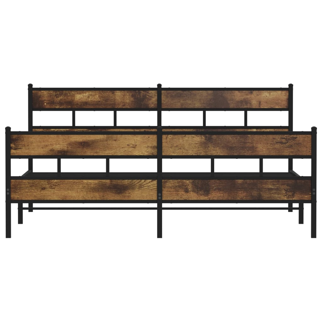 Cadre de lit en métal sans matelas chêne fumé 180x200 cm - XIOS