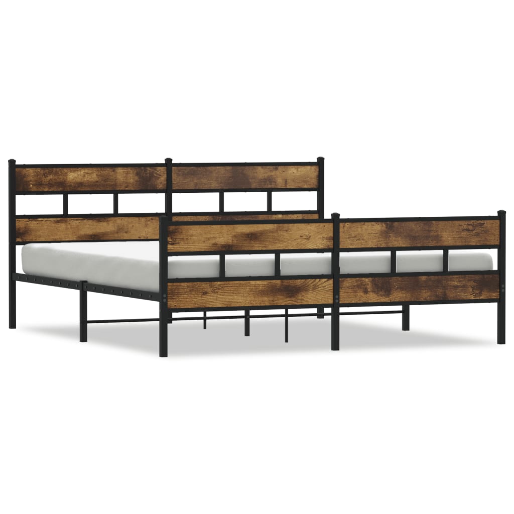Cadre de lit en métal sans matelas chêne fumé 193x203 cm - XIOS