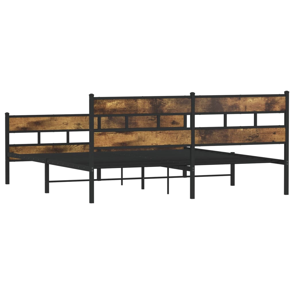 Cadre de lit en métal sans matelas chêne fumé 193x203 cm - XIOS