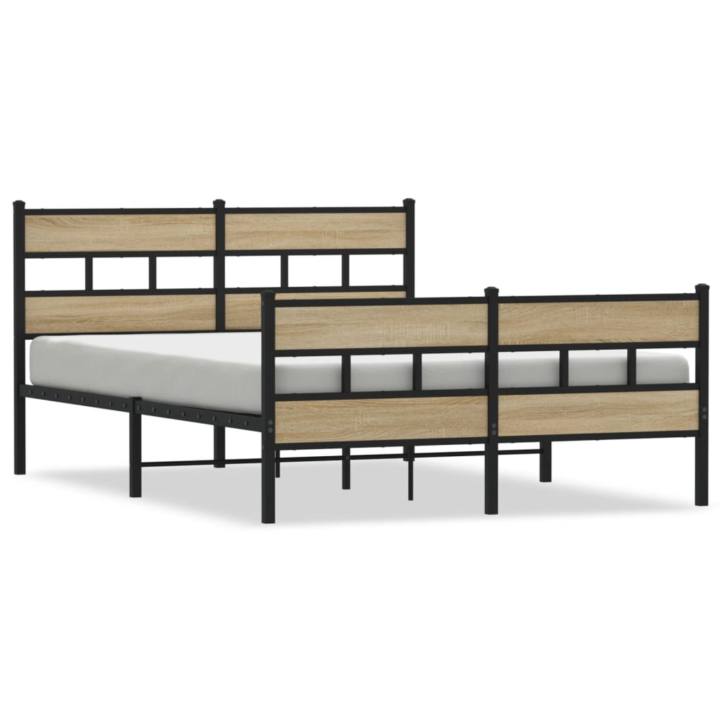 Cadre de lit en métal sans matelas chêne sonoma 150x200 cm - XIOS