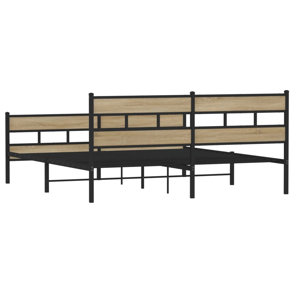 Cadre de lit en métal sans matelas chêne sonoma 183x213 cm - XIOS