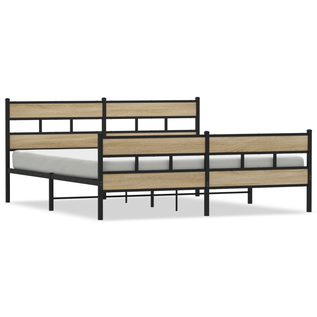 Cadre de lit en métal sans matelas chêne sonoma 193x203 cm - XIOS