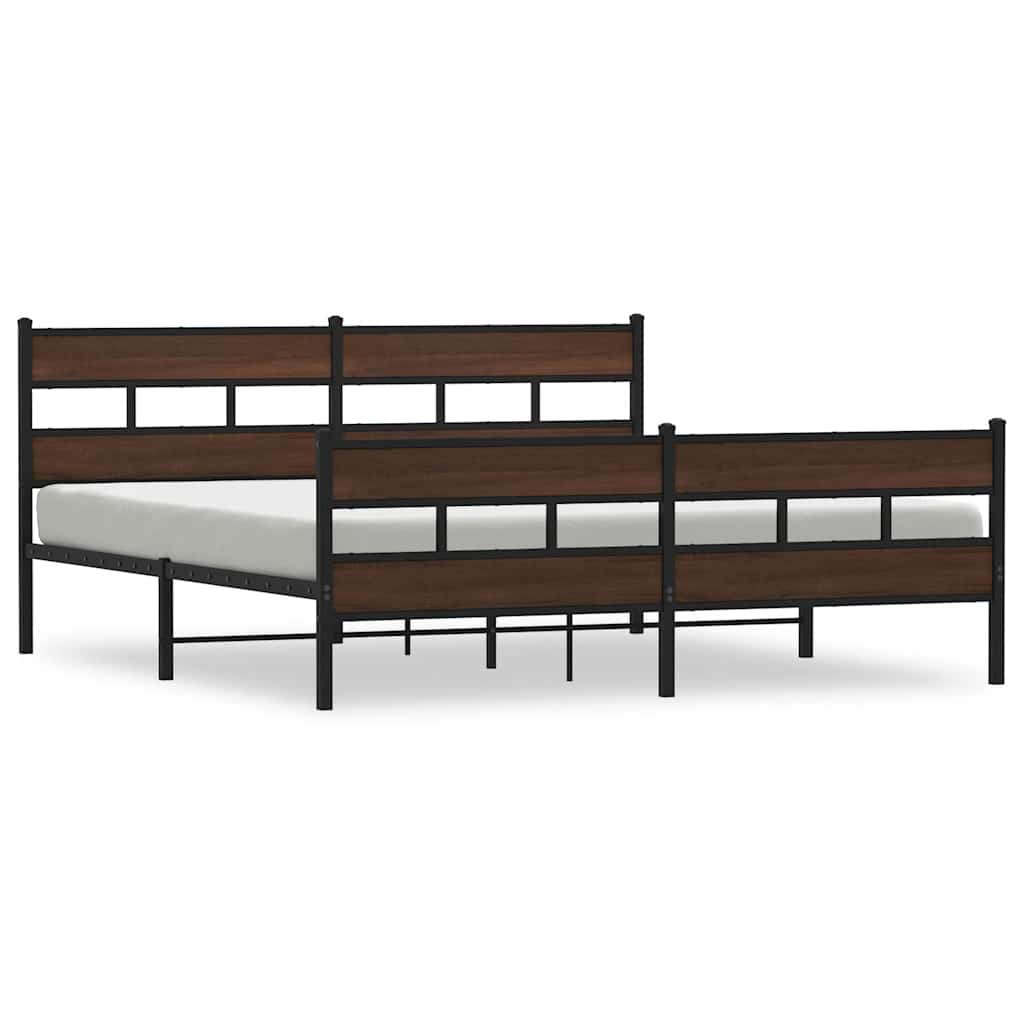 Cadre de lit en métal sans matelas chêne marron 200x200 cm - XIOS