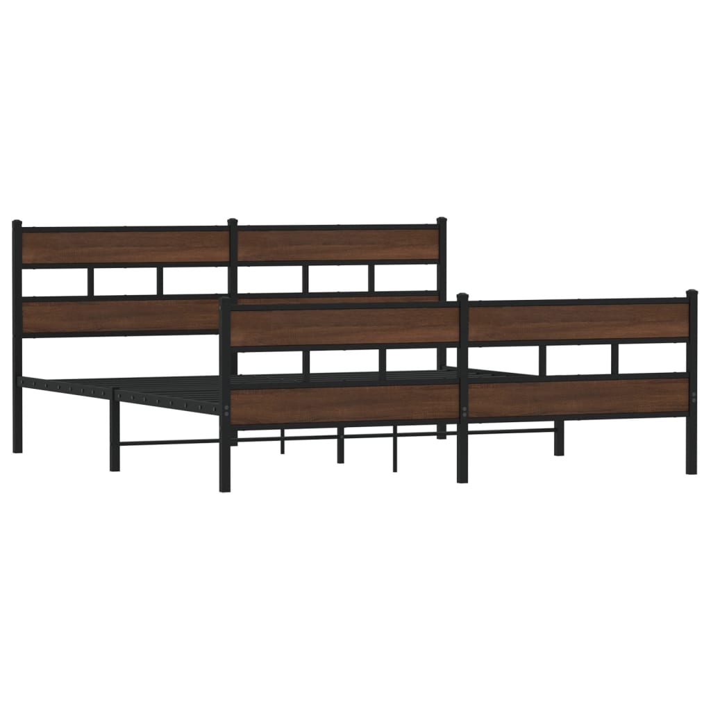 Cadre de lit en métal sans matelas chêne marron 200x200 cm - XIOS