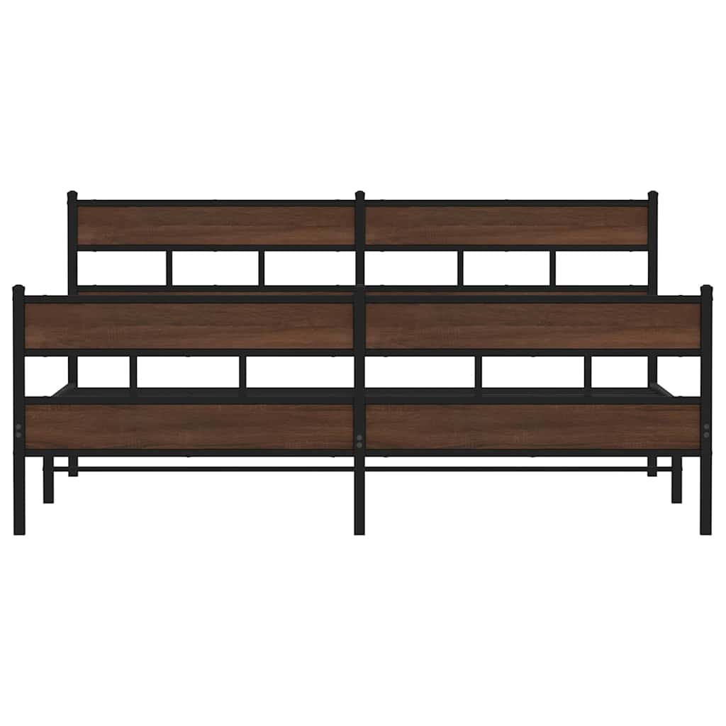 Cadre de lit en métal sans matelas chêne marron 200x200 cm - XIOS