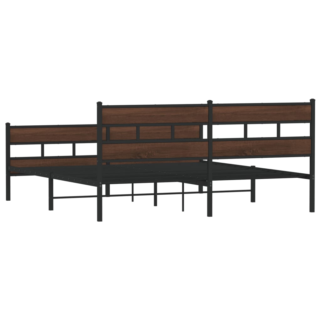 Cadre de lit en métal sans matelas chêne marron 200x200 cm - XIOS