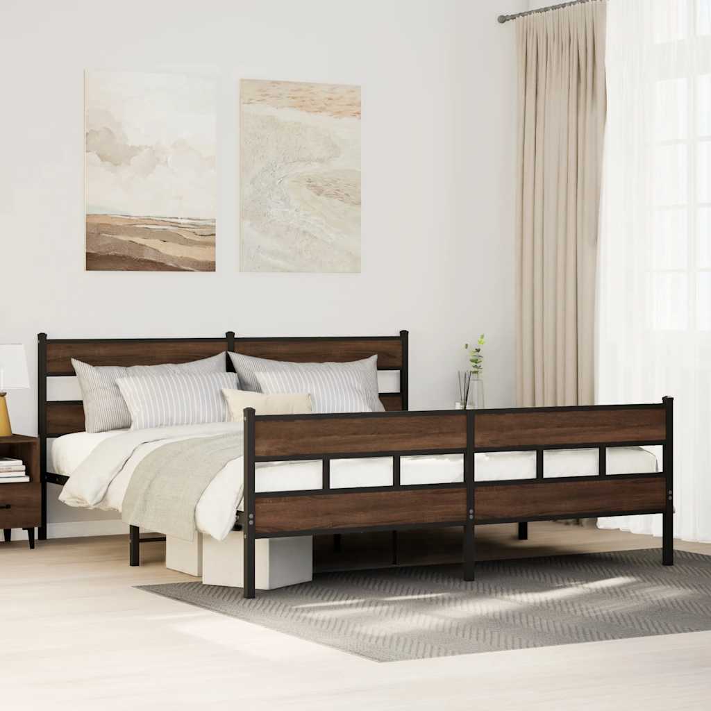 Cadre de lit en métal sans matelas chêne marron 200x200 cm - XIOS