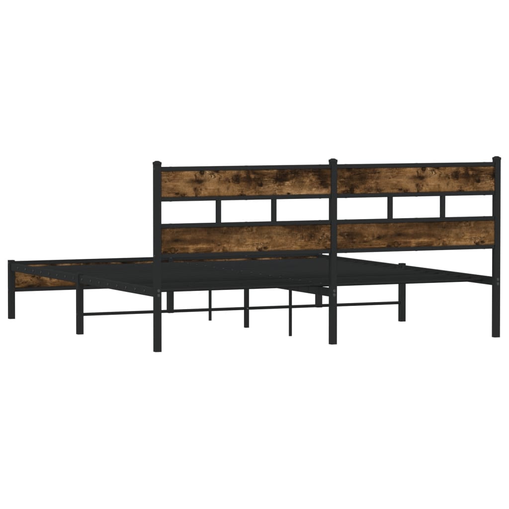 Cadre de lit en métal sans matelas chêne fumé 183x213 cm - XIOS