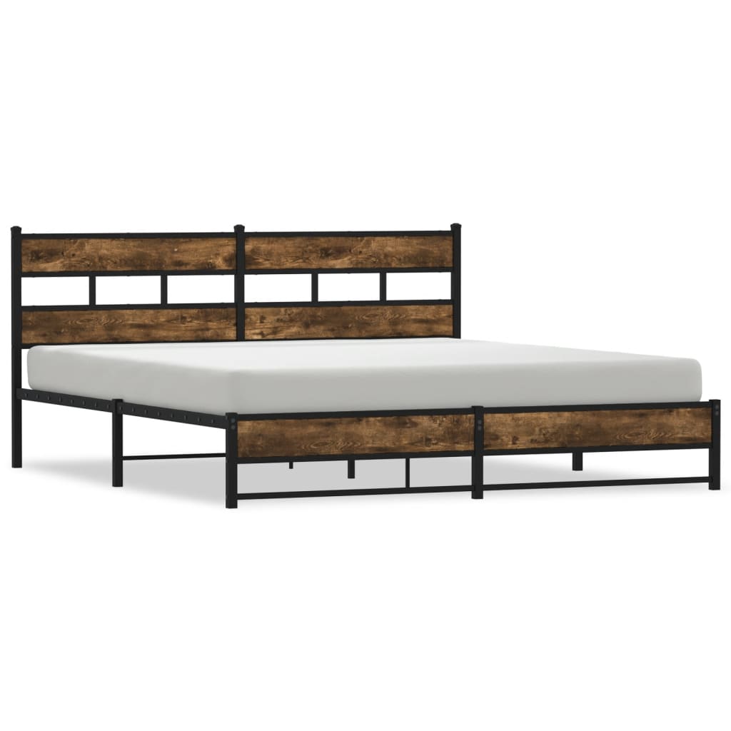 Cadre de lit en métal sans matelas chêne fumé 193x203 cm - XIOS