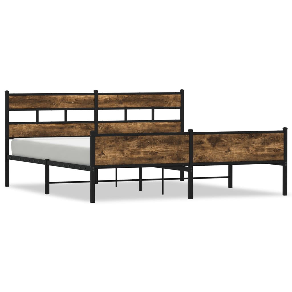 Cadre de lit en métal sans matelas chêne fumé 193x203 cm - XIOS