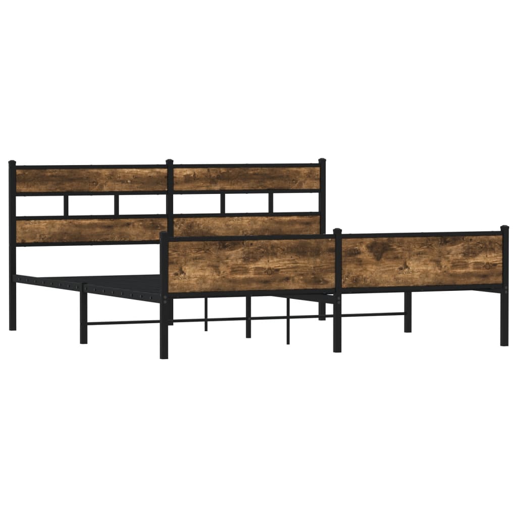 Cadre de lit en métal sans matelas chêne fumé 193x203 cm - XIOS