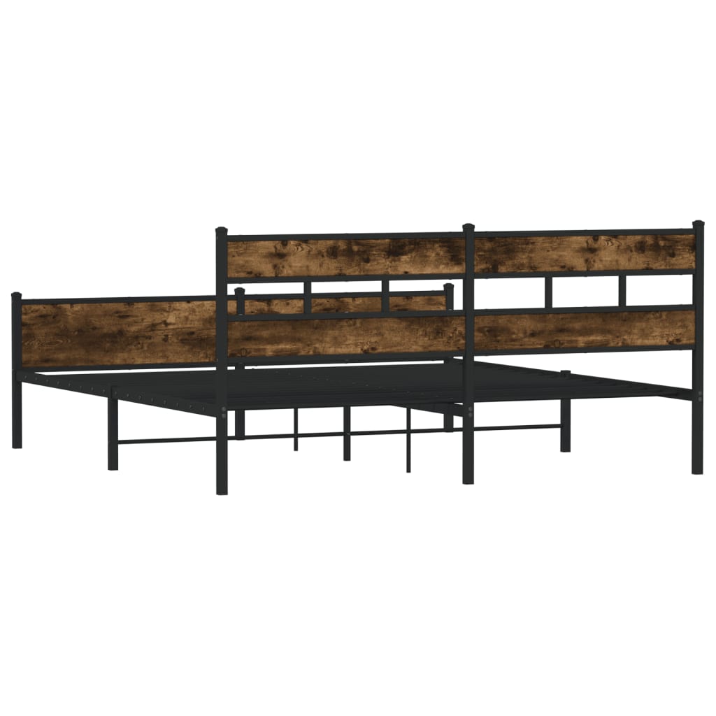 Cadre de lit en métal sans matelas chêne fumé 193x203 cm - XIOS