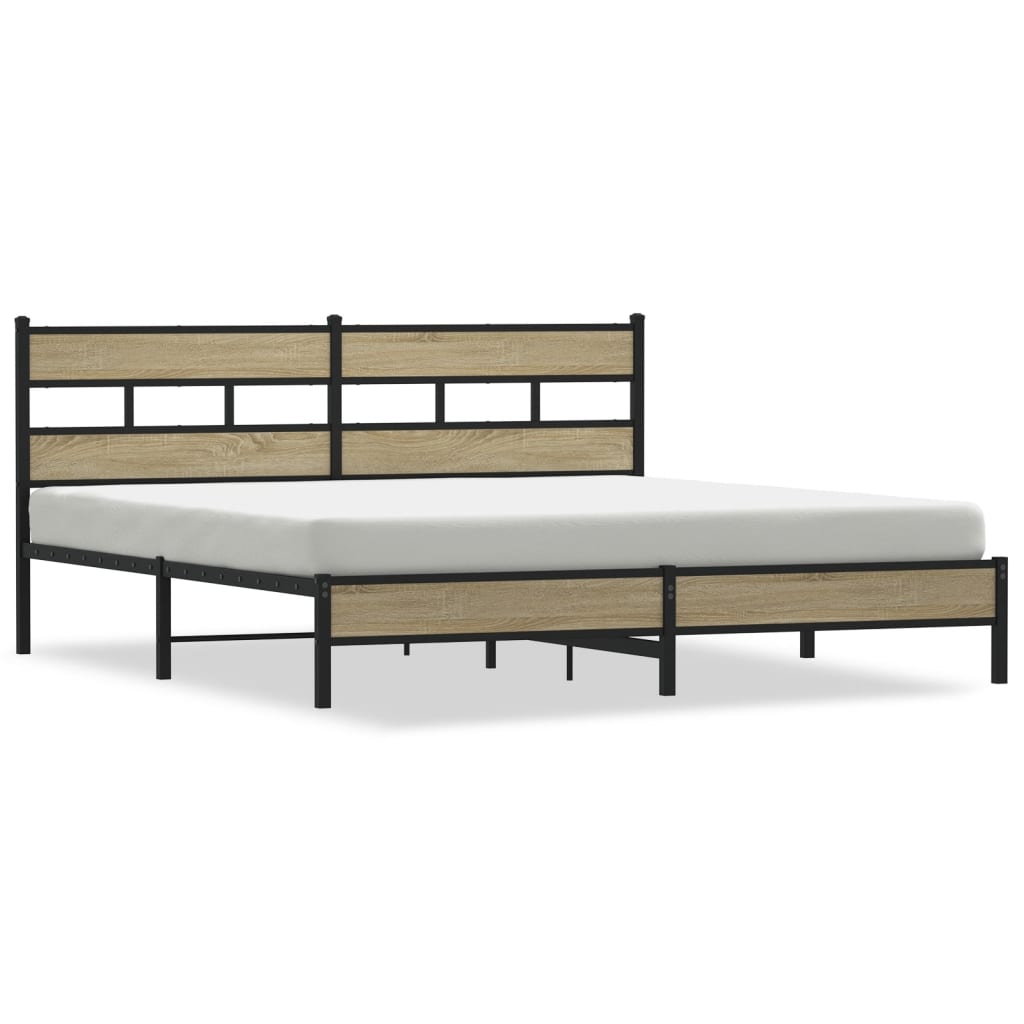 Cadre de lit en métal sans matelas chêne sonoma 180x200 cm - XIOS