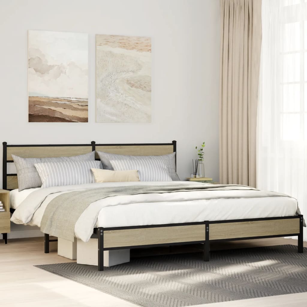 Cadre de lit en métal sans matelas chêne sonoma 180x200 cm - XIOS
