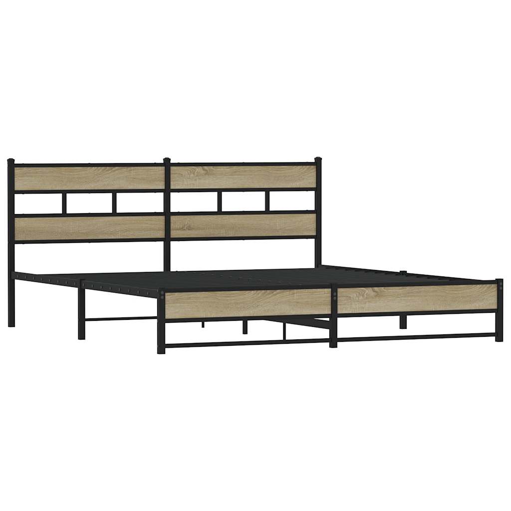 Cadre de lit en métal sans matelas chêne sonoma 193x203 cm - XIOS