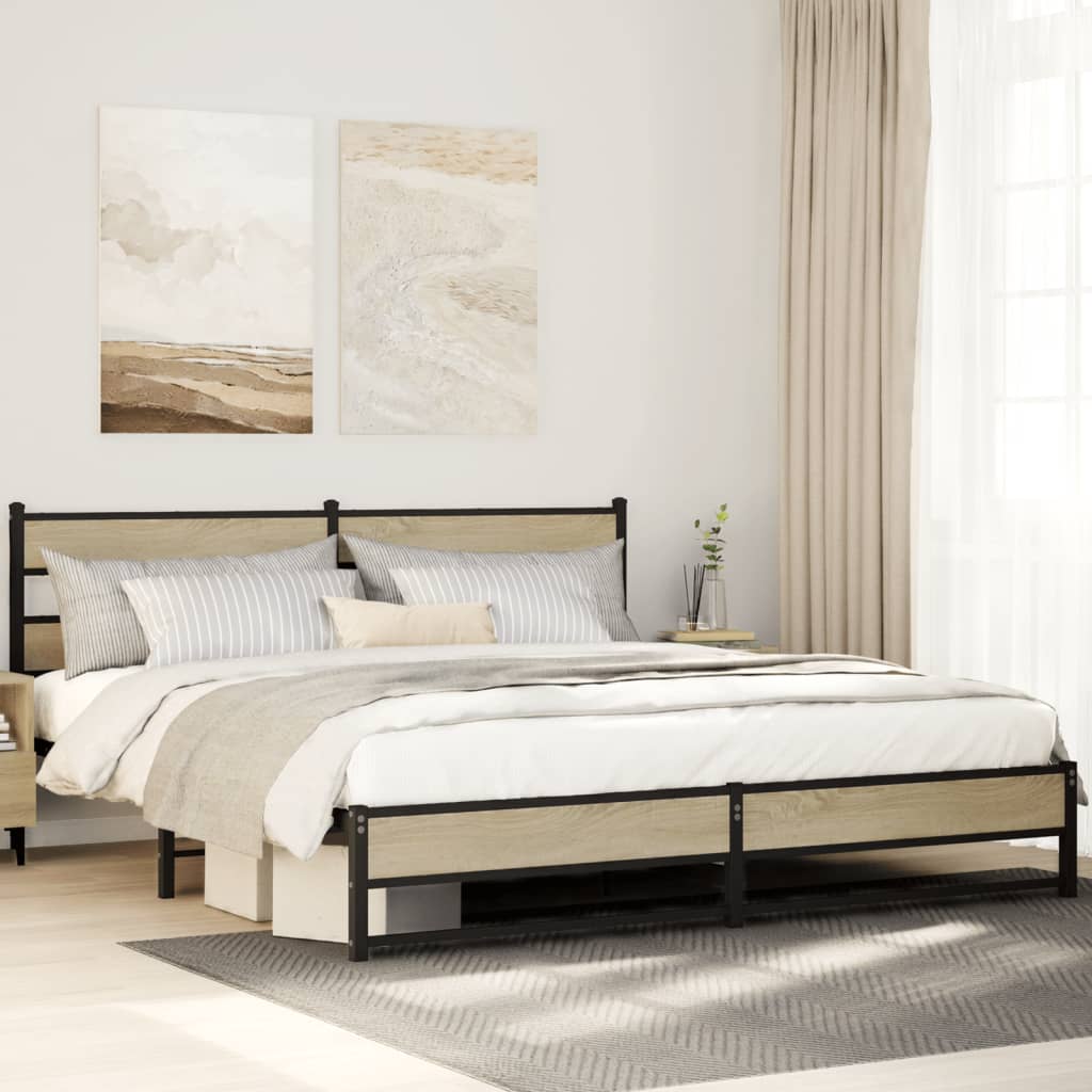 Cadre de lit en métal sans matelas chêne sonoma 200x200 cm - XIOS