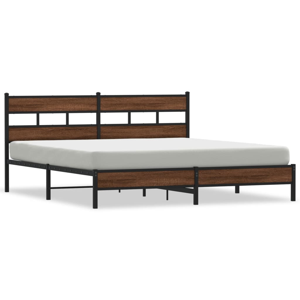 Cadre de lit en métal sans matelas chêne marron 200x200 cm - XIOS