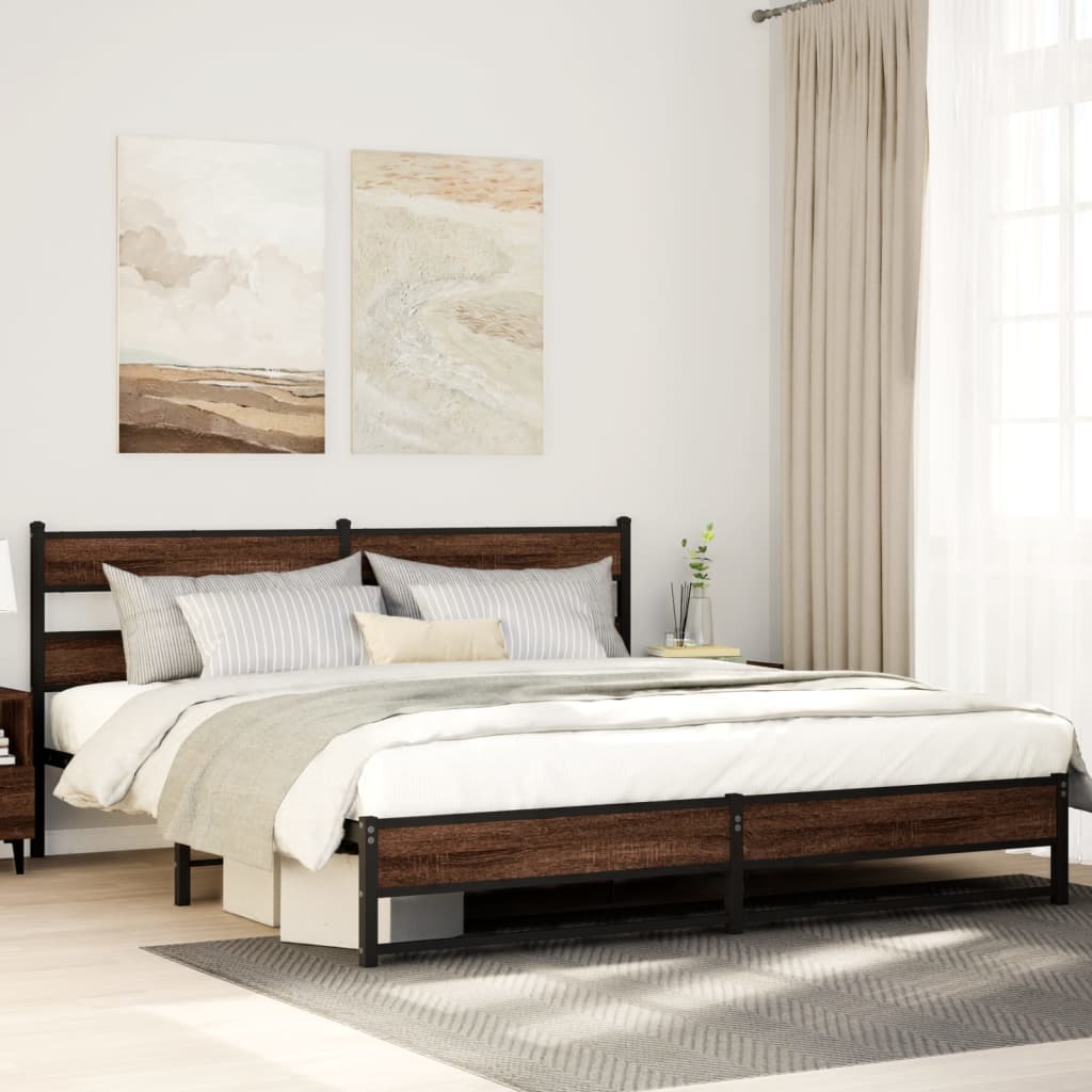 Cadre de lit en métal sans matelas chêne marron 183x213 cm - XIOS