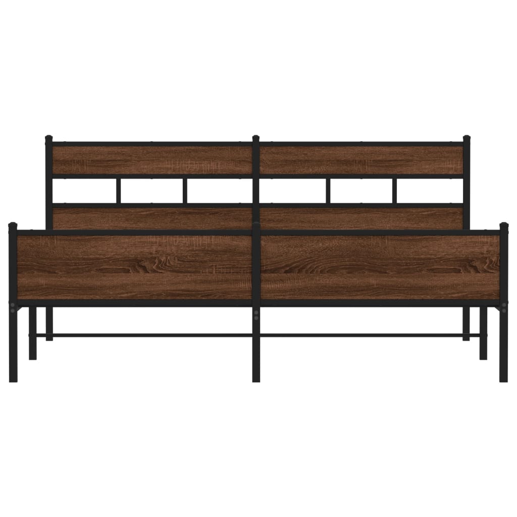 Cadre de lit en métal sans matelas chêne marron 200x200 cm - XIOS