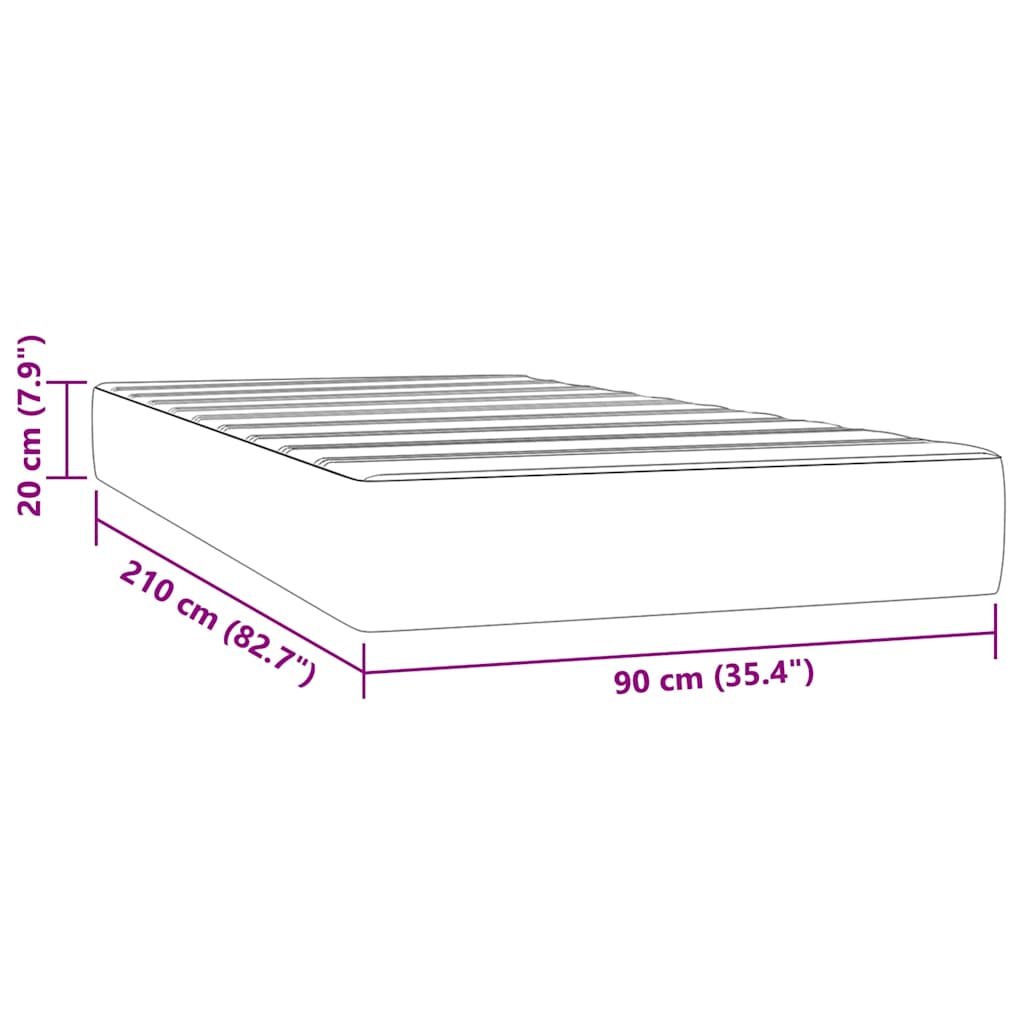 Matelas de lit à ressorts ensachés rose 90x210x20 cm velours - XIOS