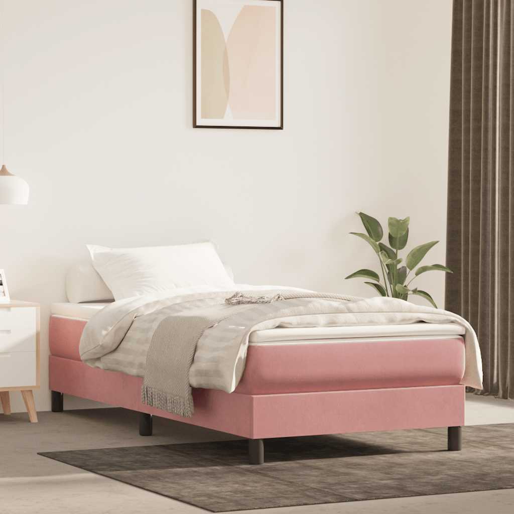 Matelas de lit à ressorts ensachés fermeté moyenne rose 100x210x20 cm velours - XIOS