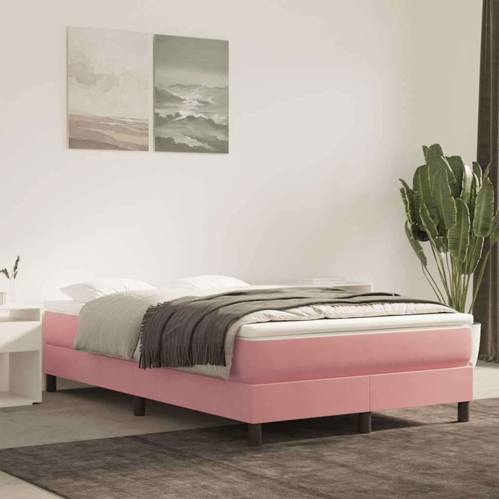 Matelas de lit à ressorts ensachés fermeté moyenne rose 120x210x20 cm velours - XIOS