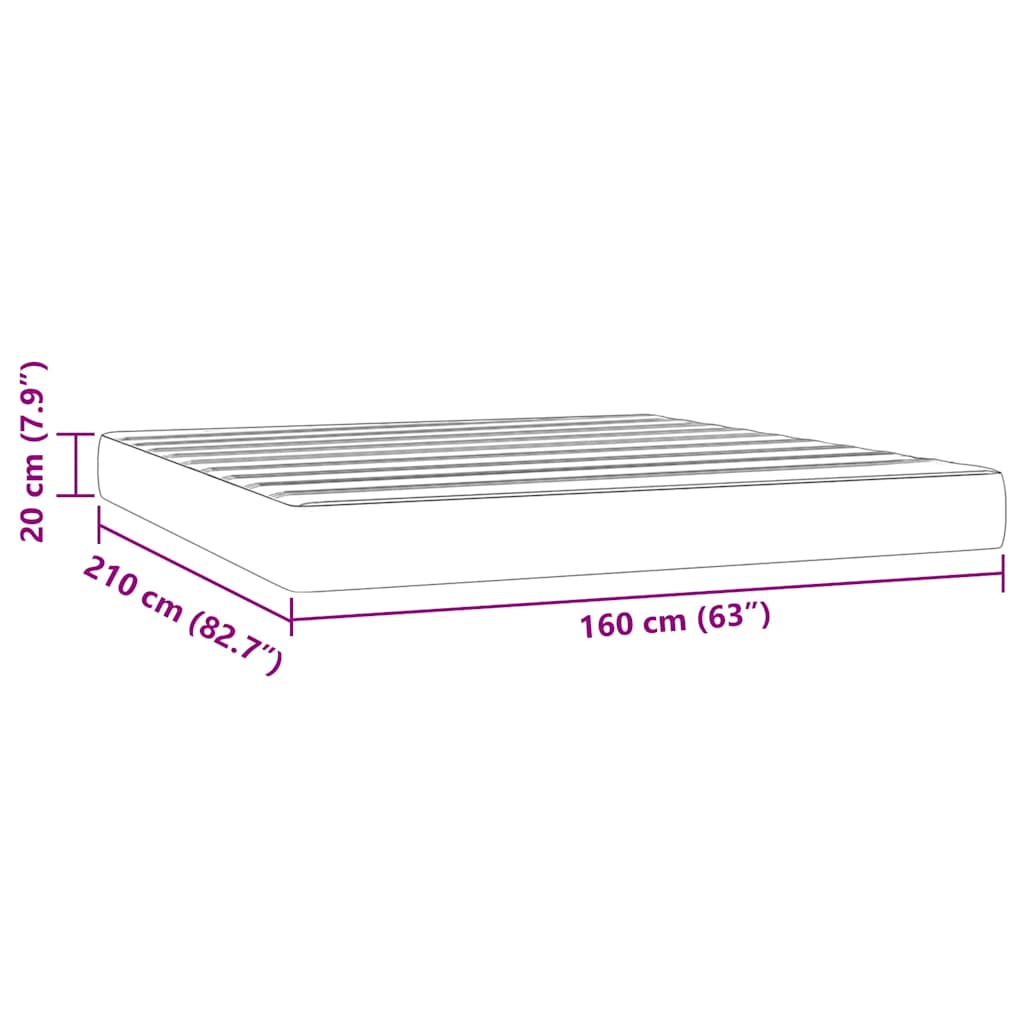 Matelas de lit à ressorts ensachés 160x210x20 cm velours - XIOS