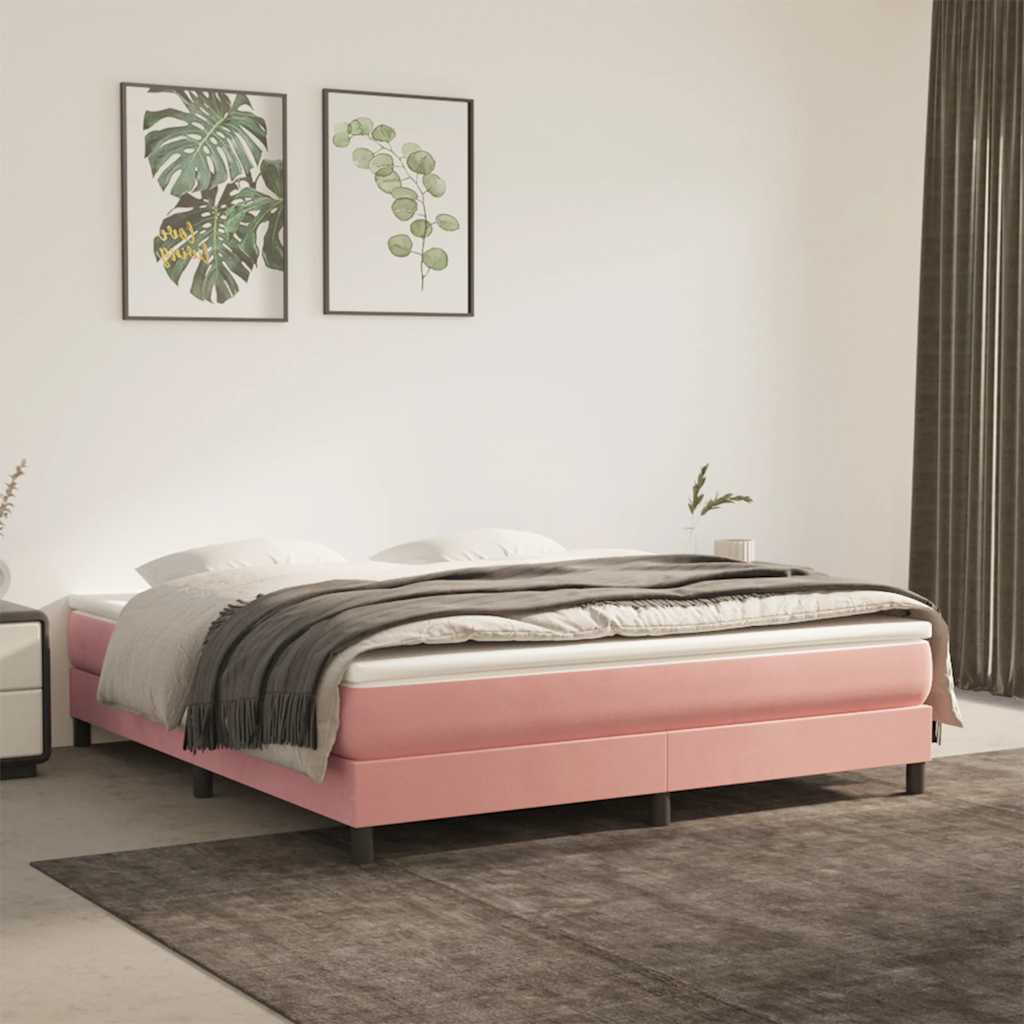 Matelas de lit à ressorts ensachés rose 160x210x20 cm velours - XIOS