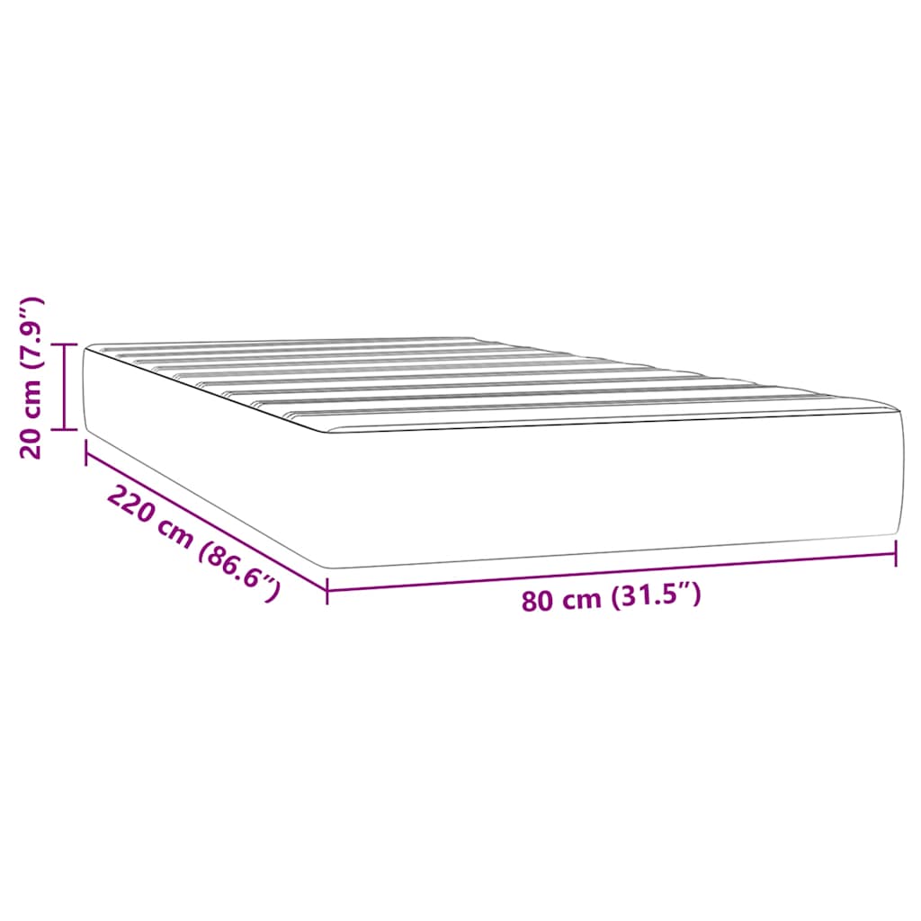 Matelas de lit à ressorts ensachés 80x220x20 cm velours - XIOS