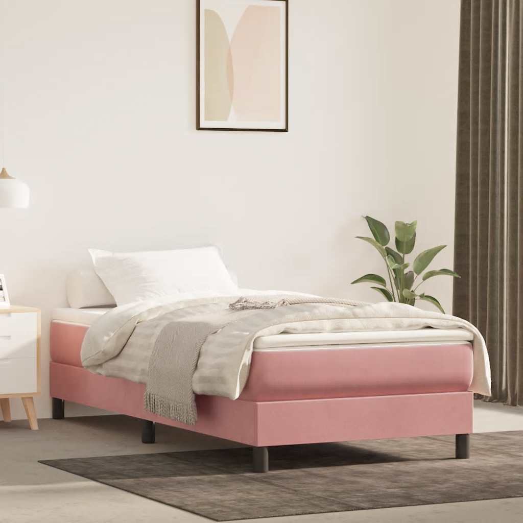 Matelas de lit à ressorts ensachés rose 100x220x20 cm velours - XIOS