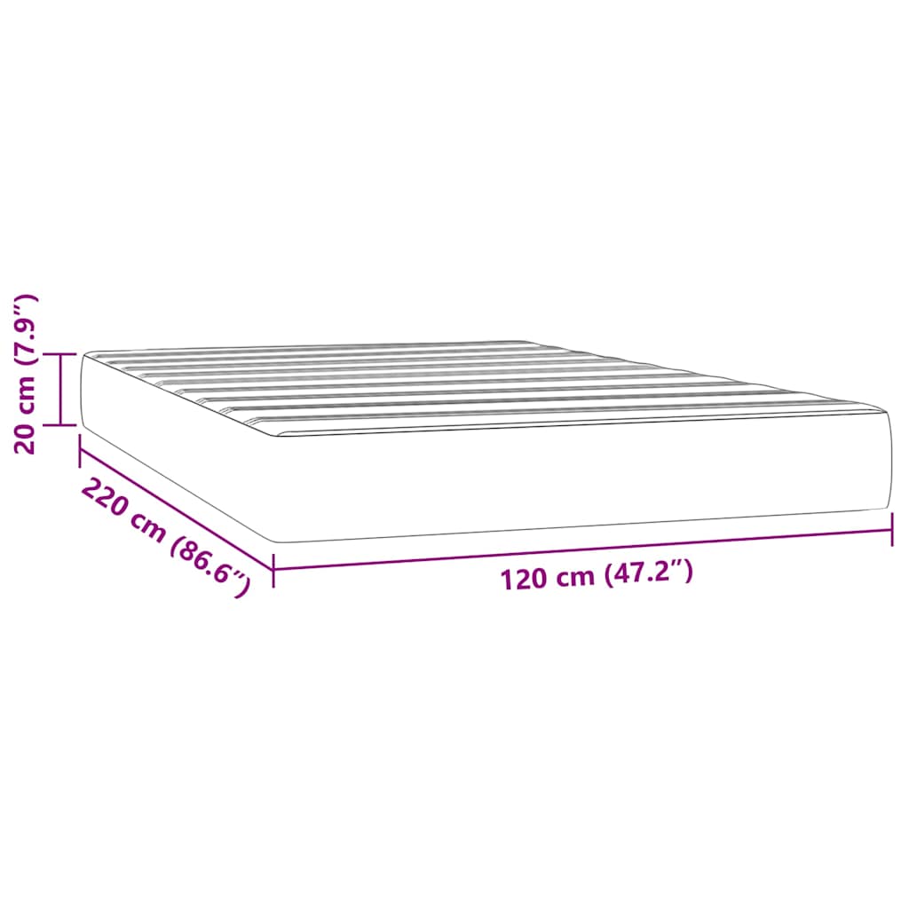 Matelas de lit à ressorts ensachés 120x220x20 cm velours - XIOS