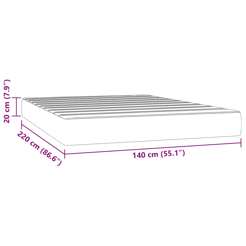 Matelas de lit à ressorts ensachés fermeté moyenne rose 140x220x20 cm velours - XIOS