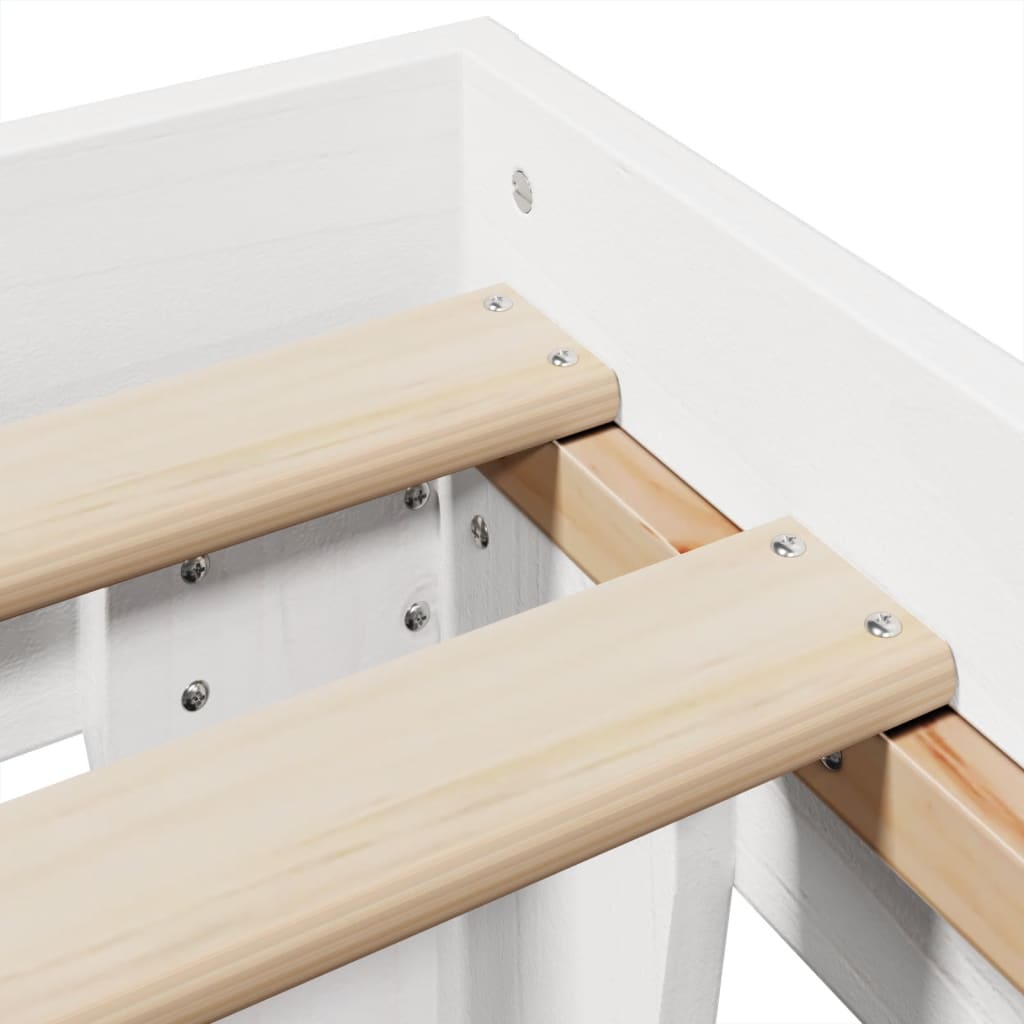 Cadre de lit sans matelas blanc 200x200 cm bois massif de pin - XIOS