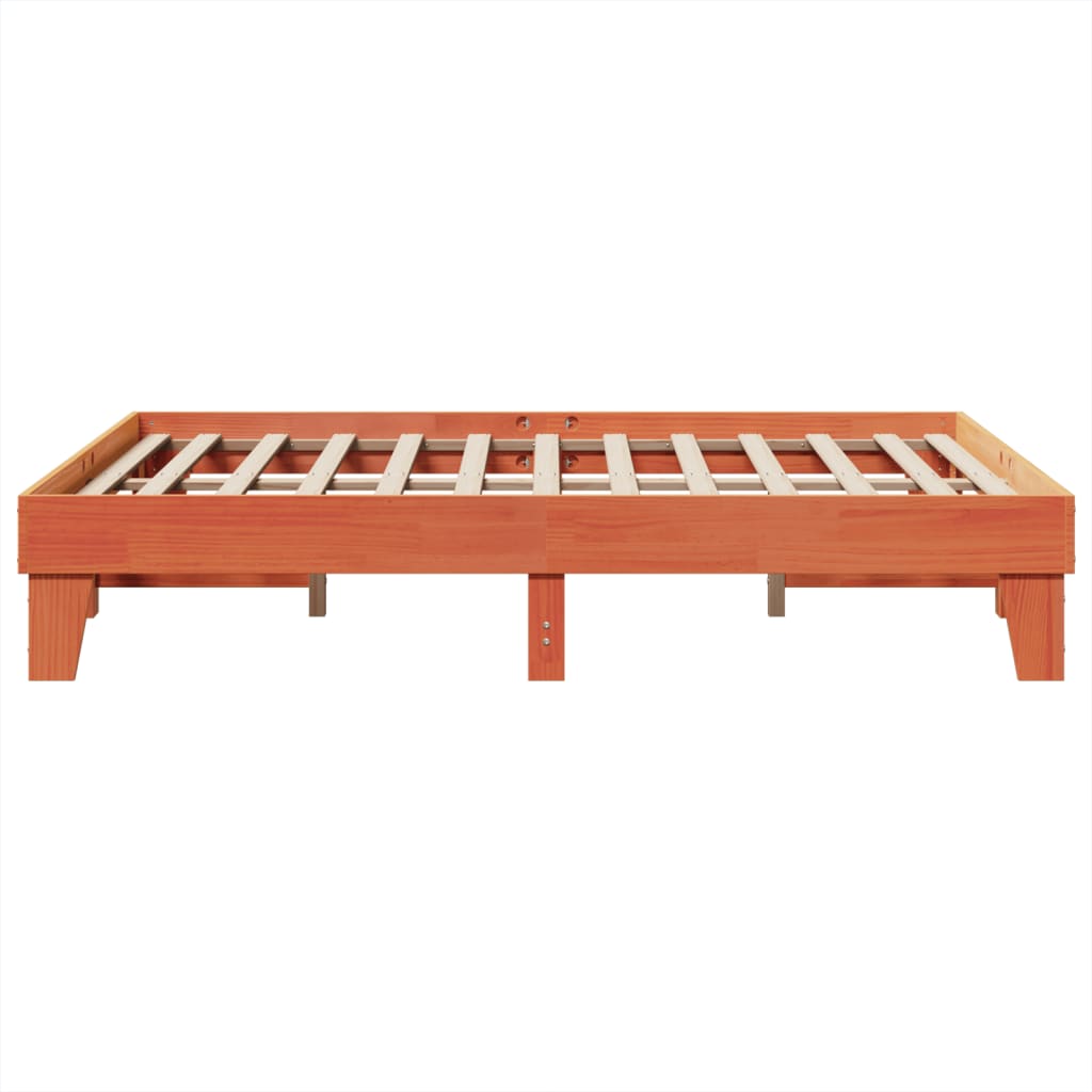 Cadre de lit sans matelas cire marron 150x200cm bois pin massif - XIOS