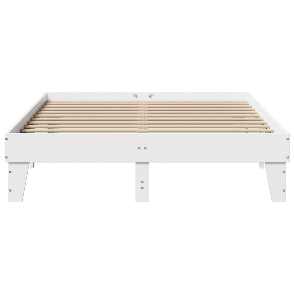 Cadre de lit sans matelas blanc 140x190 cm bois de pin massif - XIOS
