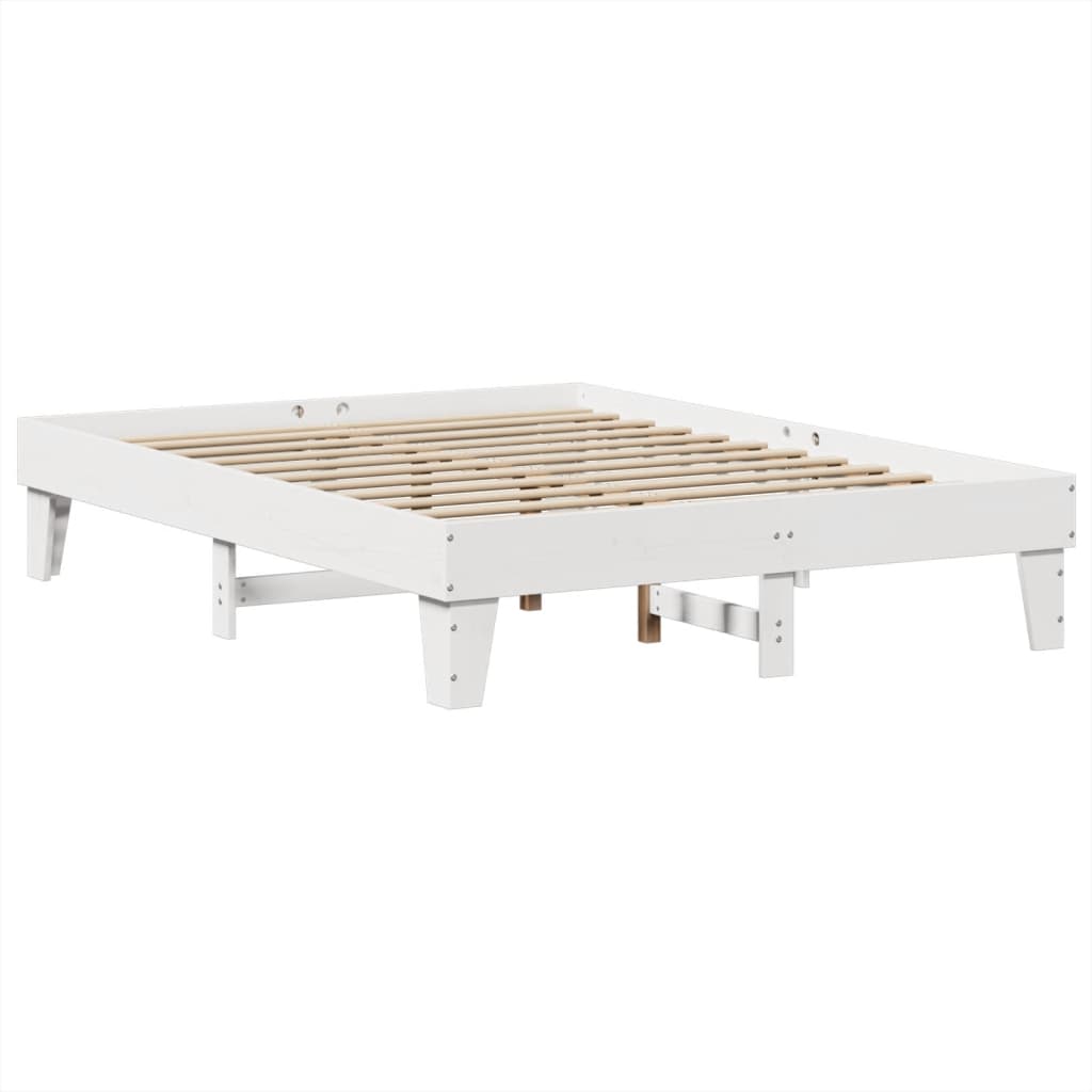 Cadre de lit sans matelas blanc 140x190 cm bois de pin massif - XIOS