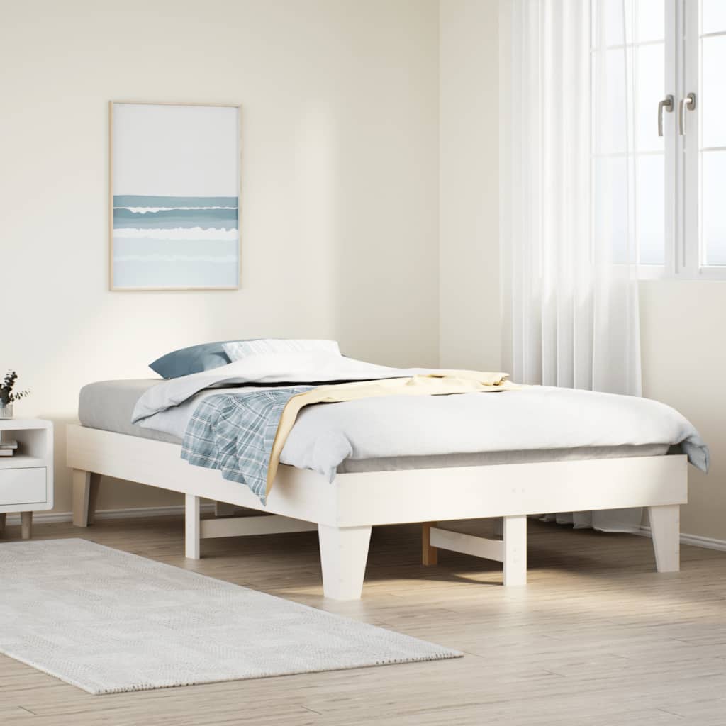 Cadre de lit sans matelas blanc 135x190 cm bois de pin massif - XIOS
