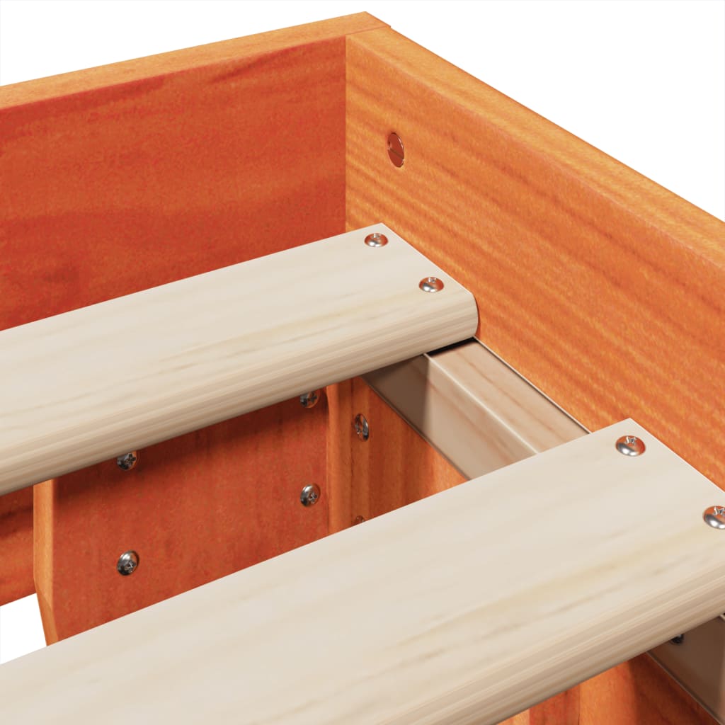 Cadre de lit sans matelas cire marron 135x190cm bois pin massif - XIOS