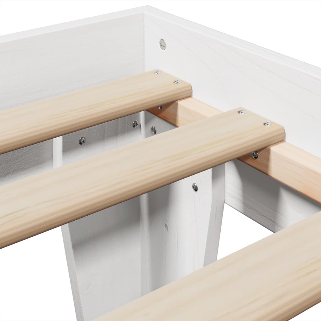 Cadre de lit sans matelas blanc 90x190 cm bois de pin massif - XIOS