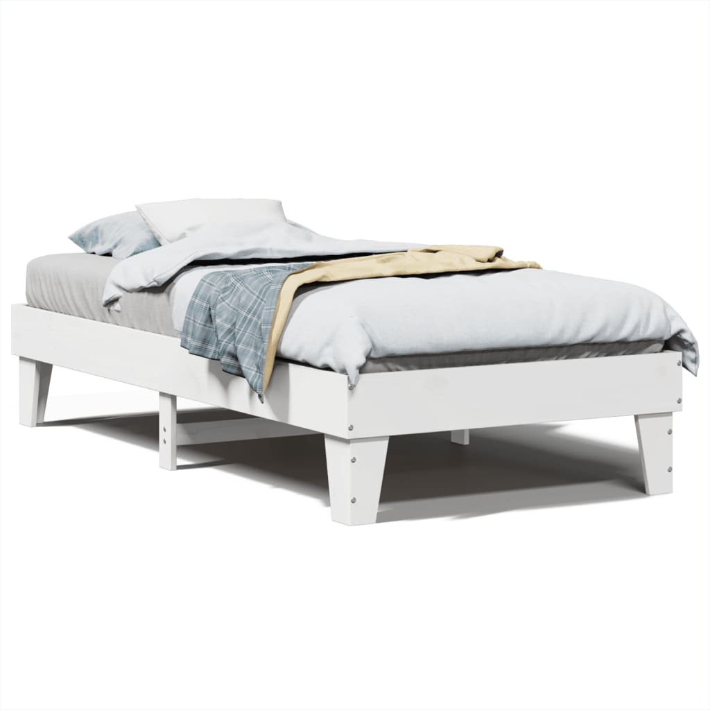 Cadre de lit sans matelas blanc 75x190 cm bois de pin massif - XIOS