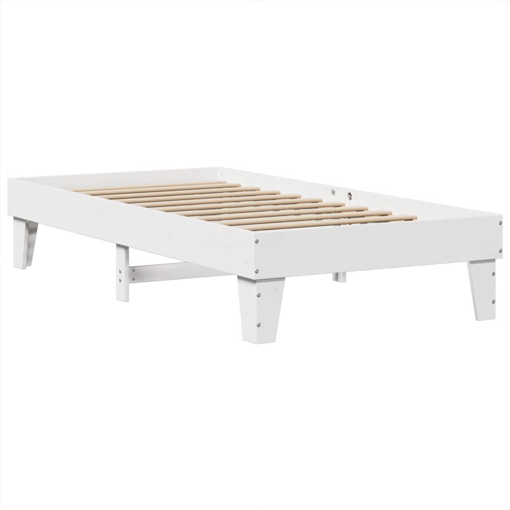Cadre de lit sans matelas blanc 75x190 cm bois de pin massif - XIOS