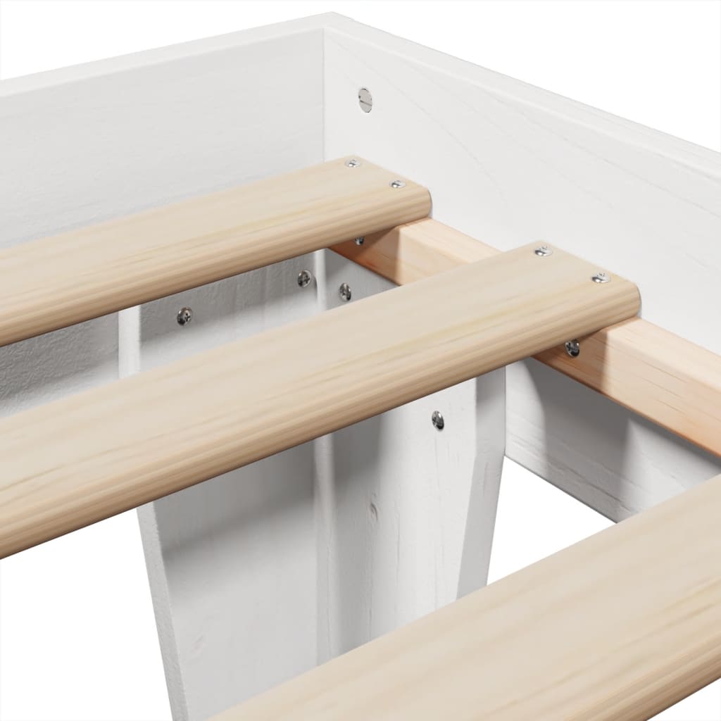 Cadre de lit sans matelas blanc 75x190 cm bois de pin massif - XIOS