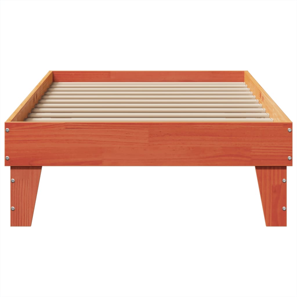 Cadre de lit sans matelas cire marron 75x190 cm bois pin massif - XIOS