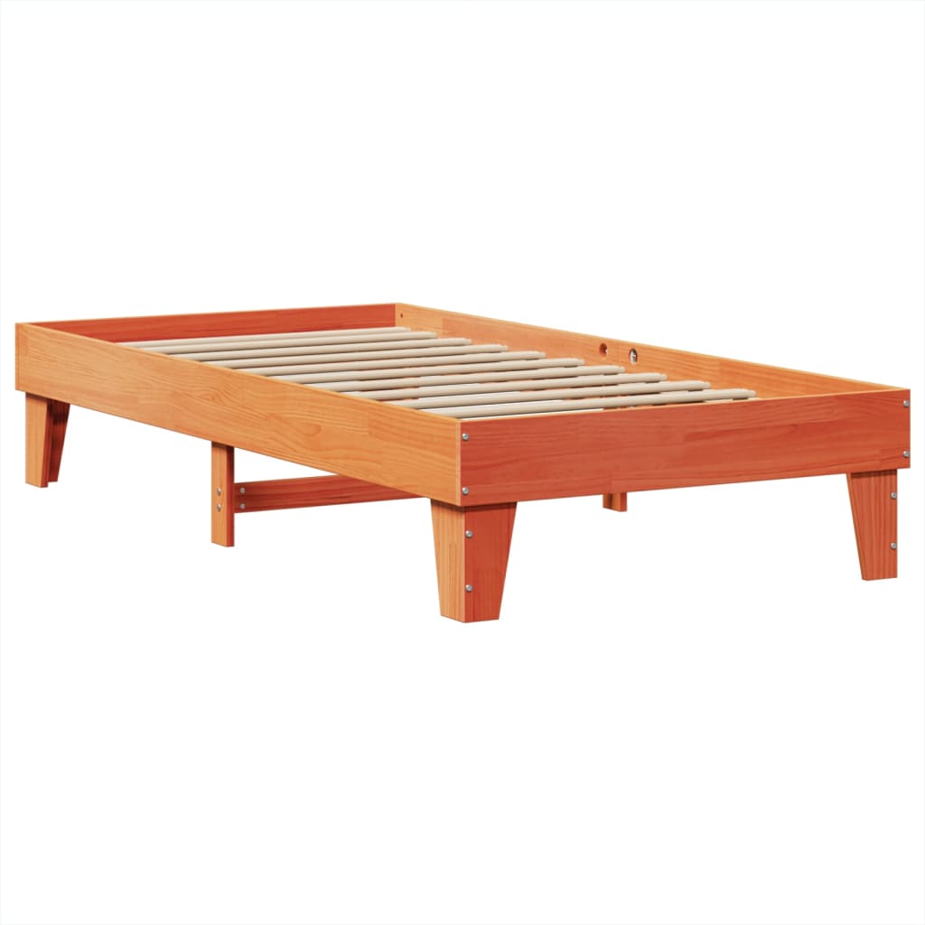 Cadre de lit sans matelas cire marron 75x190 cm bois pin massif - XIOS
