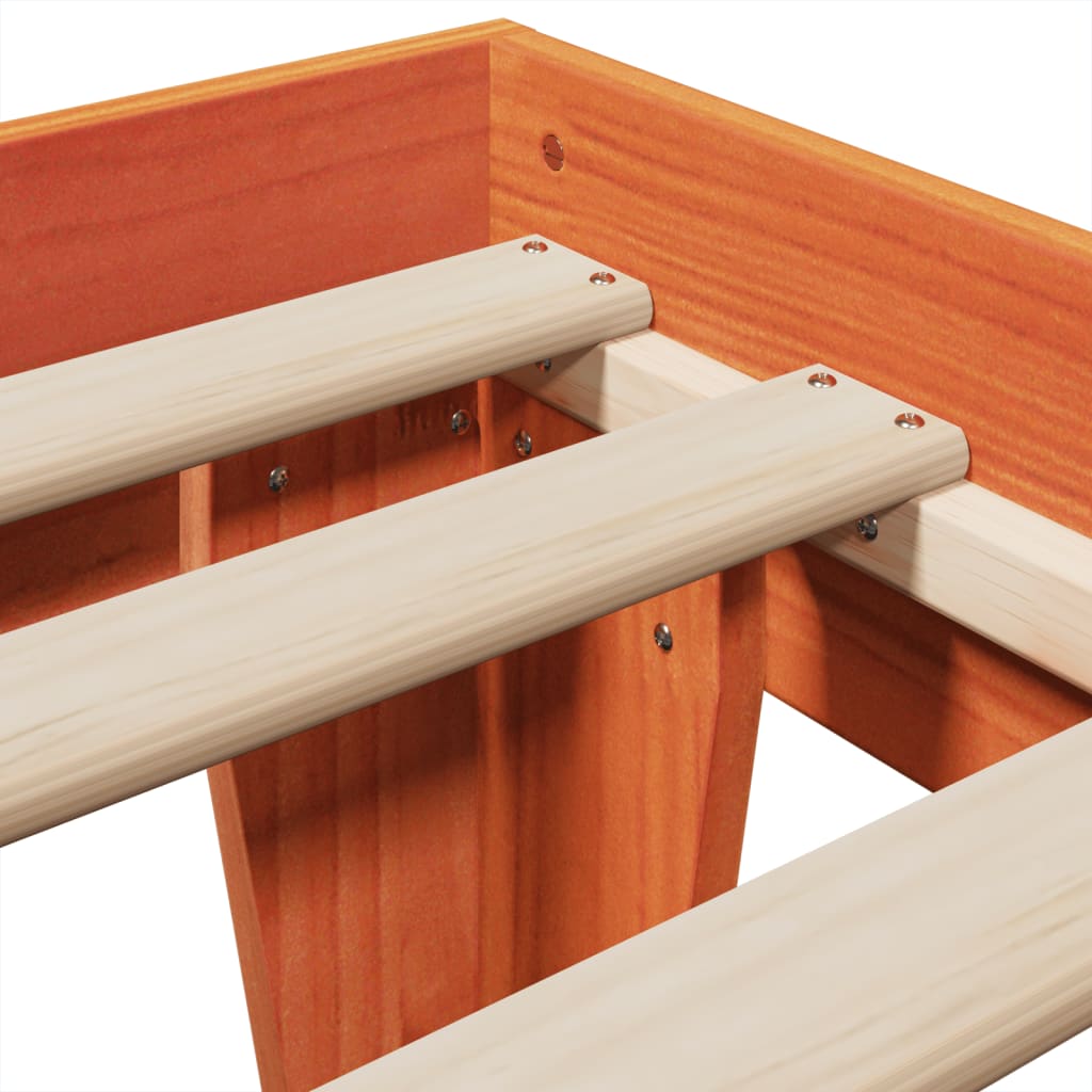 Cadre de lit sans matelas cire marron 75x190 cm bois pin massif - XIOS