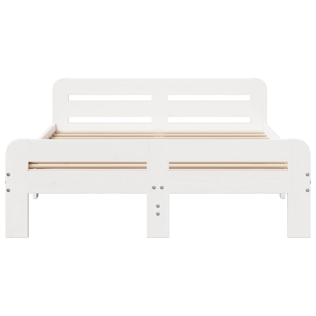 Cadre de lit sans matelas blanc 200x200 cm bois massif de pin - XIOS