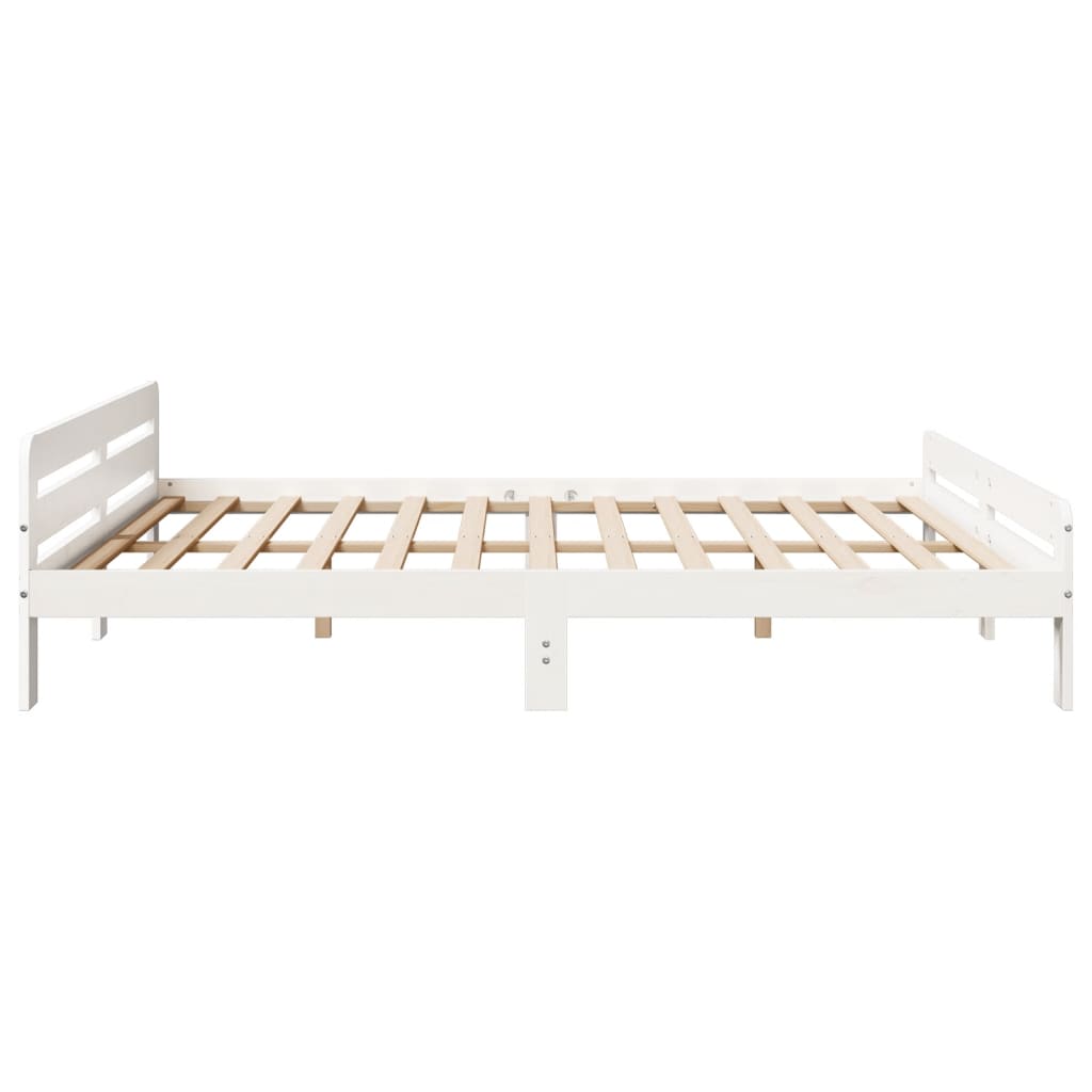 Cadre de lit sans matelas blanc 200x200 cm bois massif de pin - XIOS