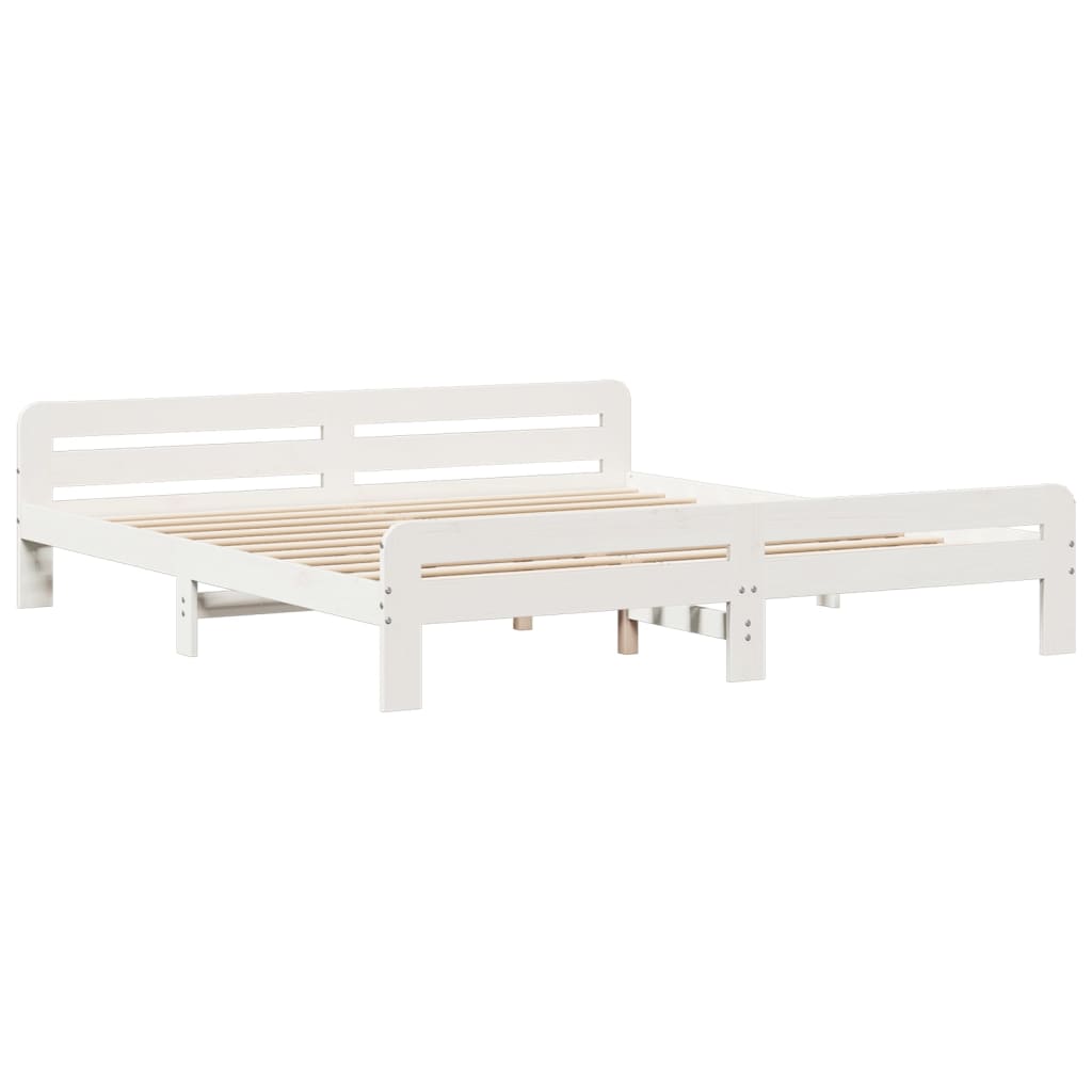 Cadre de lit sans matelas blanc 180x200 cm bois massif de pin - XIOS