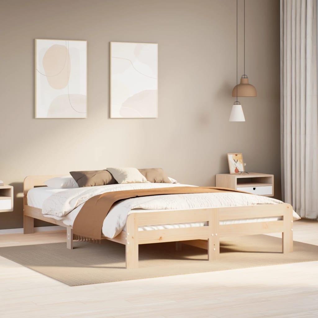 Cadre de lit sans matelas 150x200 cm bois de pin massif - XIOS